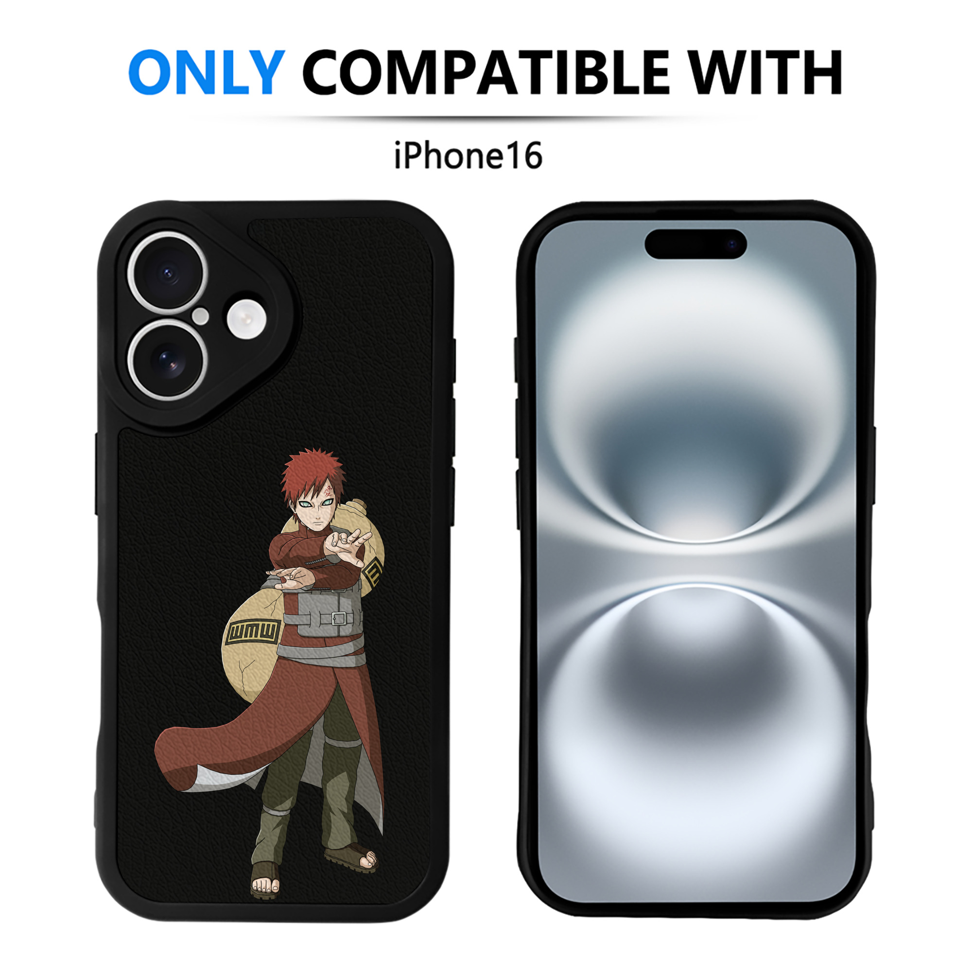 （画像用） NARUTO -ナルト- ガアラ Gaara 【iPhone 16シリーズ対応】シリコンスマホケース（レザー調） 材質：シリコン